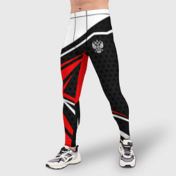 Тайтсы мужские Герб России - красный спортивный, цвет: 3D-принт — фото 2