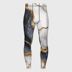 Мужские тайтсы Мрамор белый и черный с золотом