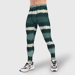Тайтсы мужские Полосы зигзагообразные зеленые, цвет: 3D-принт — фото 2