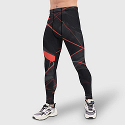 Тайтсы мужские Текстура мрамора с красными полосками, цвет: 3D-принт — фото 2