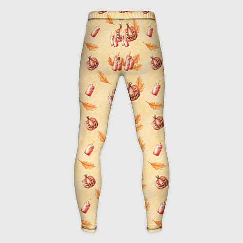 Мужские тайтсы Хеллоуин с тыквой и листьями / 3D-принт – фото 2