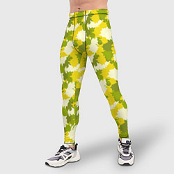 Тайтсы мужские Яркий камуфляж желтые и зеленые пятна, цвет: 3D-принт — фото 2