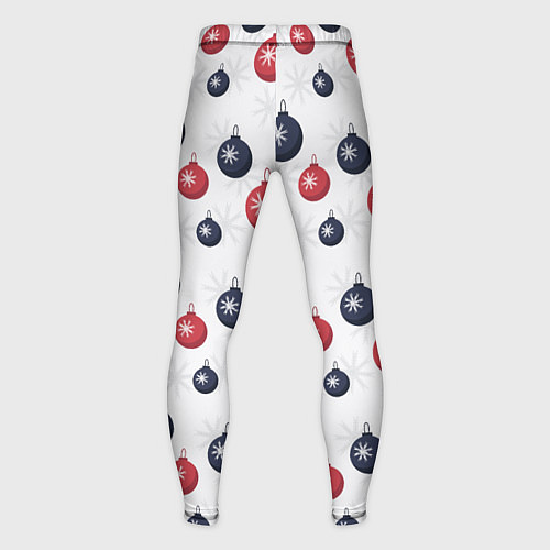 Мужские тайтсы Синие и красные новогодние шары со снежинками / 3D-принт – фото 2