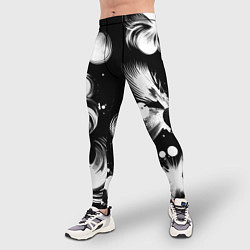 Тайтсы мужские Чёрно-белый абстрактный паттерн, цвет: 3D-принт — фото 2