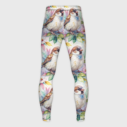 Мужские тайтсы Воробей в ярких цветах паттерн / 3D-принт – фото 2