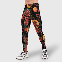 Тайтсы мужские Красная лошадь с розами, цвет: 3D-принт — фото 2