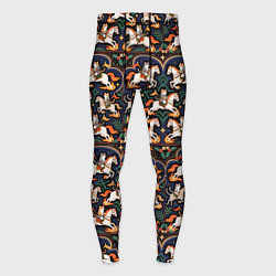 Мужские тайтсы Новогодние коты всадники на лошади