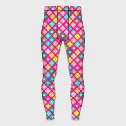Тайтсы мужские Разноцветный цветочный узор ретро, цвет: 3D-принт