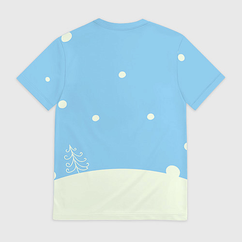 Мужская футболка Милый петушок зимой / 3D-принт – фото 2