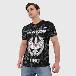 Футболка мужская Служу России - войска ПВО, цвет: 3D-принт — фото 2