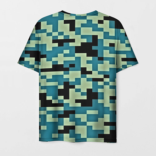 Мужская футболка Камуфляж пиксельный: голубой/черный / 3D-принт – фото 2