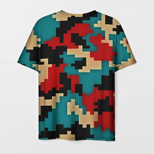 Мужская футболка Камуфляж пиксельный: красный/голубой / 3D-принт – фото 2