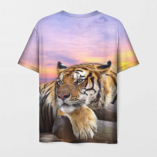 Мужская футболка Тигр на закате / 3D-принт – фото 2