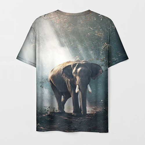 Мужская футболка Слон в лесу / 3D-принт – фото 2
