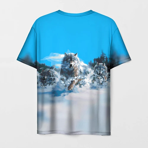 Мужская футболка Волчья охота / 3D-принт – фото 2