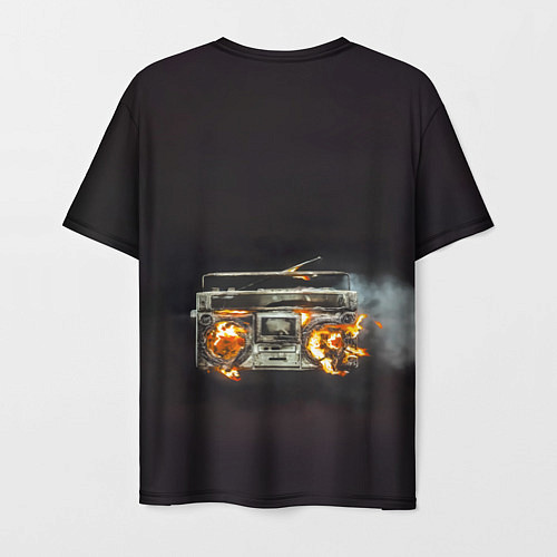 Мужская футболка Green Day магнитофон в огне / 3D-принт – фото 2