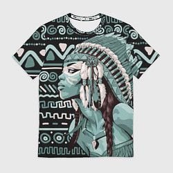 Мужская футболка Девушка индианка в роуче