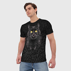 Футболка мужская Чёрный котик, цвет: 3D-принт — фото 2