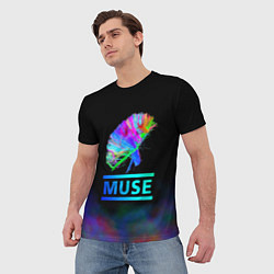 Футболка мужская Muse: Neon Flower, цвет: 3D-принт — фото 2