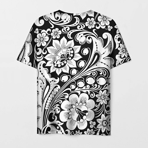 Мужская футболка Хохлома черно-белая / 3D-принт – фото 2