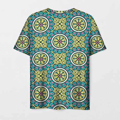 Мужская футболка Хризантемы: бирюзовый узор / 3D-принт – фото 2