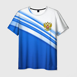 Футболка мужская Россия: голубая волна, цвет: 3D-принт