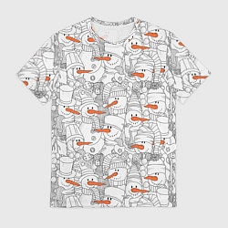 Футболка мужская Зимние снеговики, цвет: 3D-принт
