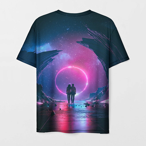 Мужская футболка Любовь в космосе / 3D-принт – фото 2