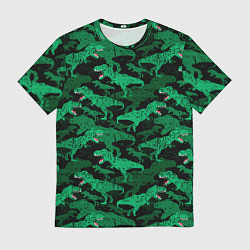 Мужская футболка Зелёные тираннозавры - камуфляж