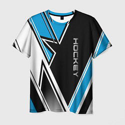 Футболка мужская Hockey black blue white, цвет: 3D-принт