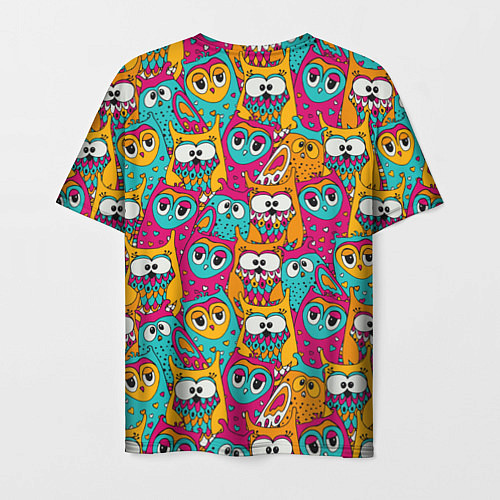 Мужская футболка Совы разноцветные / 3D-принт – фото 2