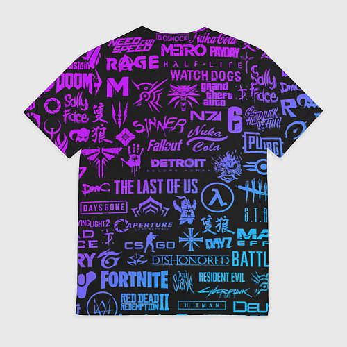 Мужская футболка Неоновые лого игр / 3D-принт – фото 2