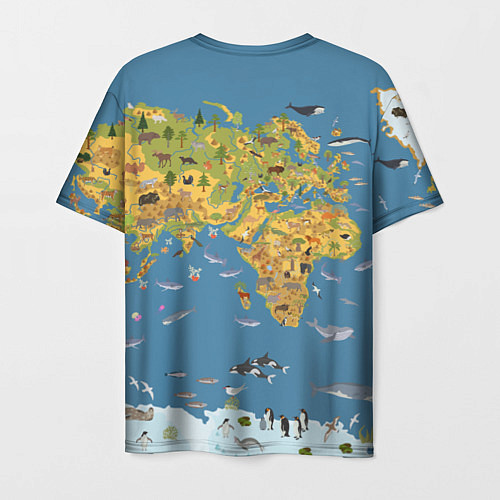 Мужская футболка Карта мира детская / 3D-принт – фото 2