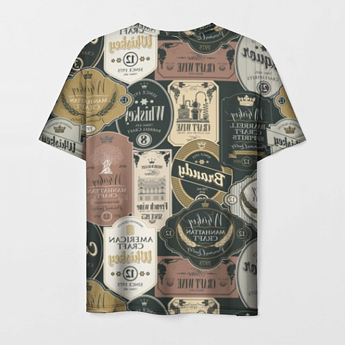 Мужская футболка Этикетки мира Виски / 3D-принт – фото 2