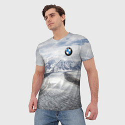 Футболка мужская BMW - снежная вершина, цвет: 3D-принт — фото 2