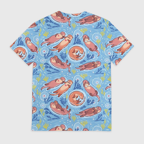 Мужская футболка Весёлые дружные выдры / 3D-принт – фото 2