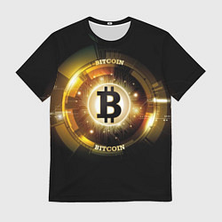 Футболка мужская Золотой биткоин мерцающий, цвет: 3D-принт