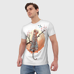Футболка мужская Тигр на дереве сакуры, цвет: 3D-принт — фото 2