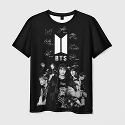 Футболка мужская BTS плакат с автографами, цвет: 3D-принт