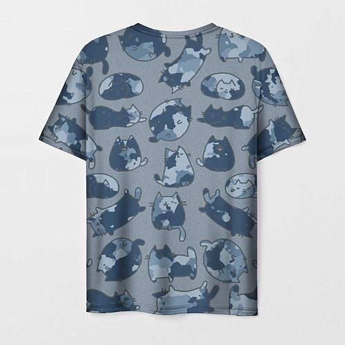 Мужская футболка Камуфляж с котиками серо-голубой / 3D-принт – фото 2