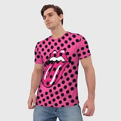 Футболка мужская Rolling stones pink logo, цвет: 3D-принт — фото 2