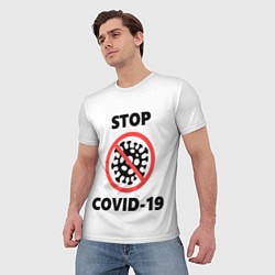Футболка мужская STOP COVID-19, цвет: 3D-принт — фото 2