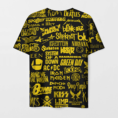 Мужская футболка Логотипы рок групп GOLD / 3D-принт – фото 2