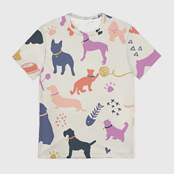 Мужская футболка Домашние животные паттерн