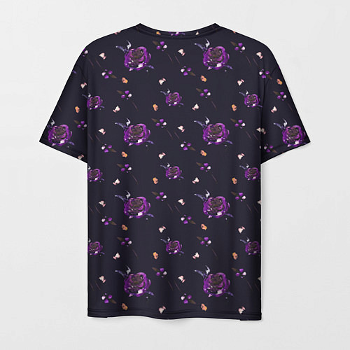 Мужская футболка Фиолетовые розы на темном фоне / 3D-принт – фото 2