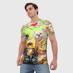 Футболка мужская КОТЫ, цвет: 3D-принт — фото 2