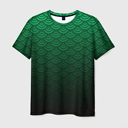Футболка мужская Узор зеленая чешуя дракон, цвет: 3D-принт