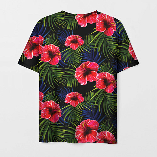 Мужская футболка Тропические цветы и листья / 3D-принт – фото 2