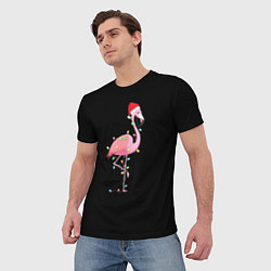 Футболка мужская Новогодний Фламинго, цвет: 3D-принт — фото 2
