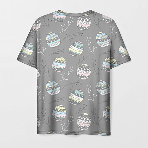 Мужская футболка Яйца пасхальные серый фон / 3D-принт – фото 2